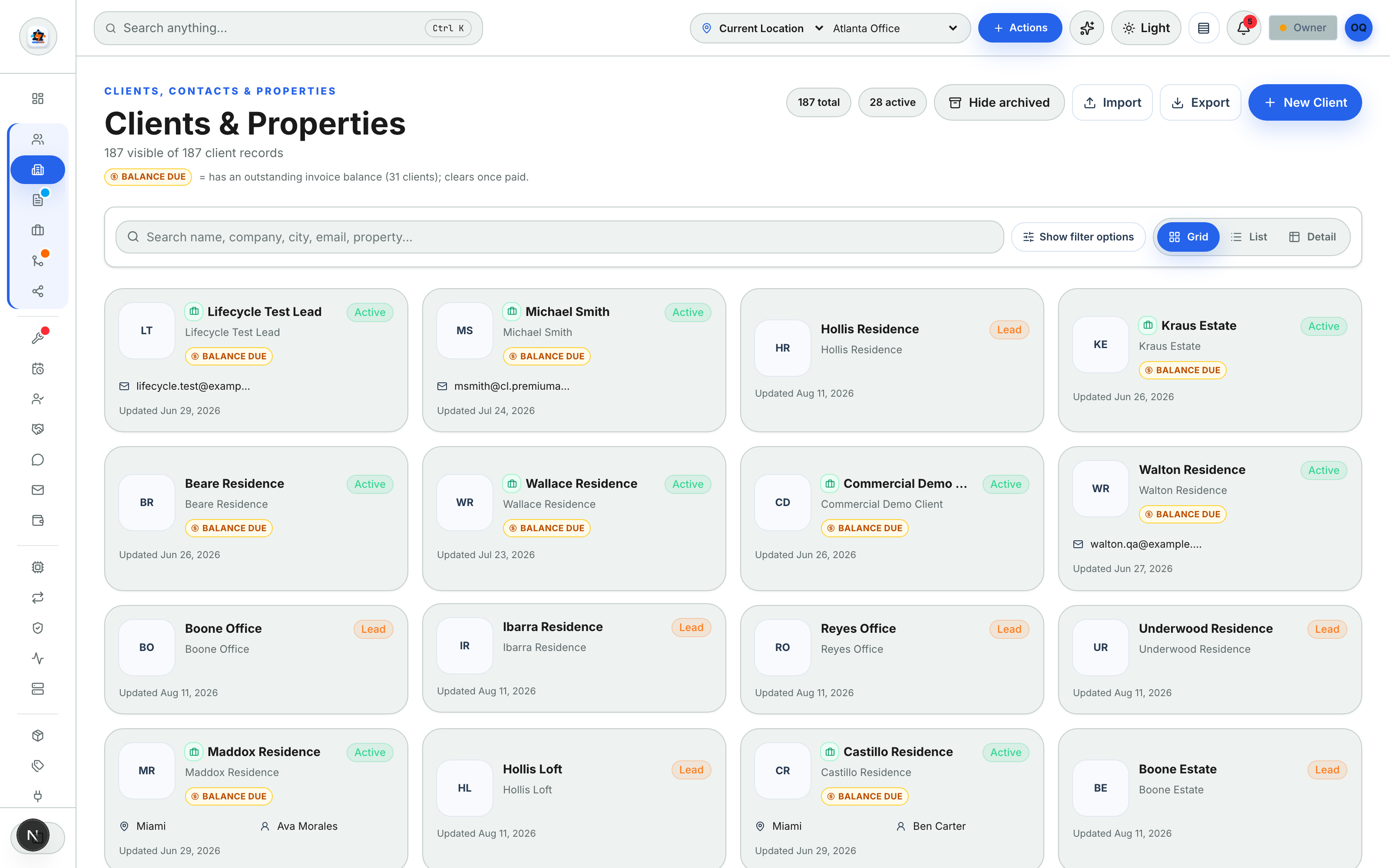 Clients & Properties — SmartBuildOS screenshot