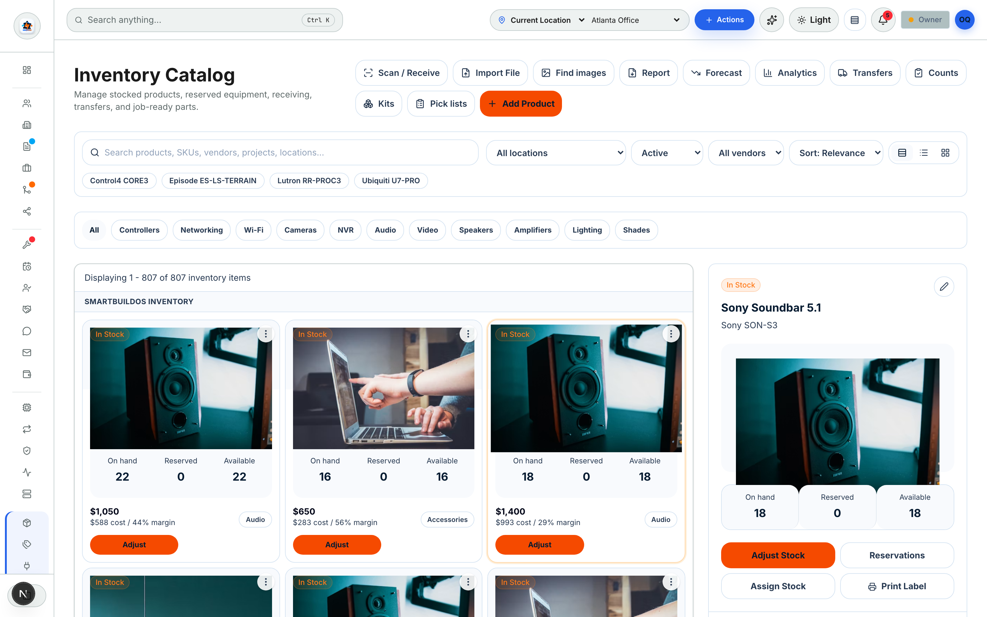 Inventory Catalog — SmartBuildOS screenshot