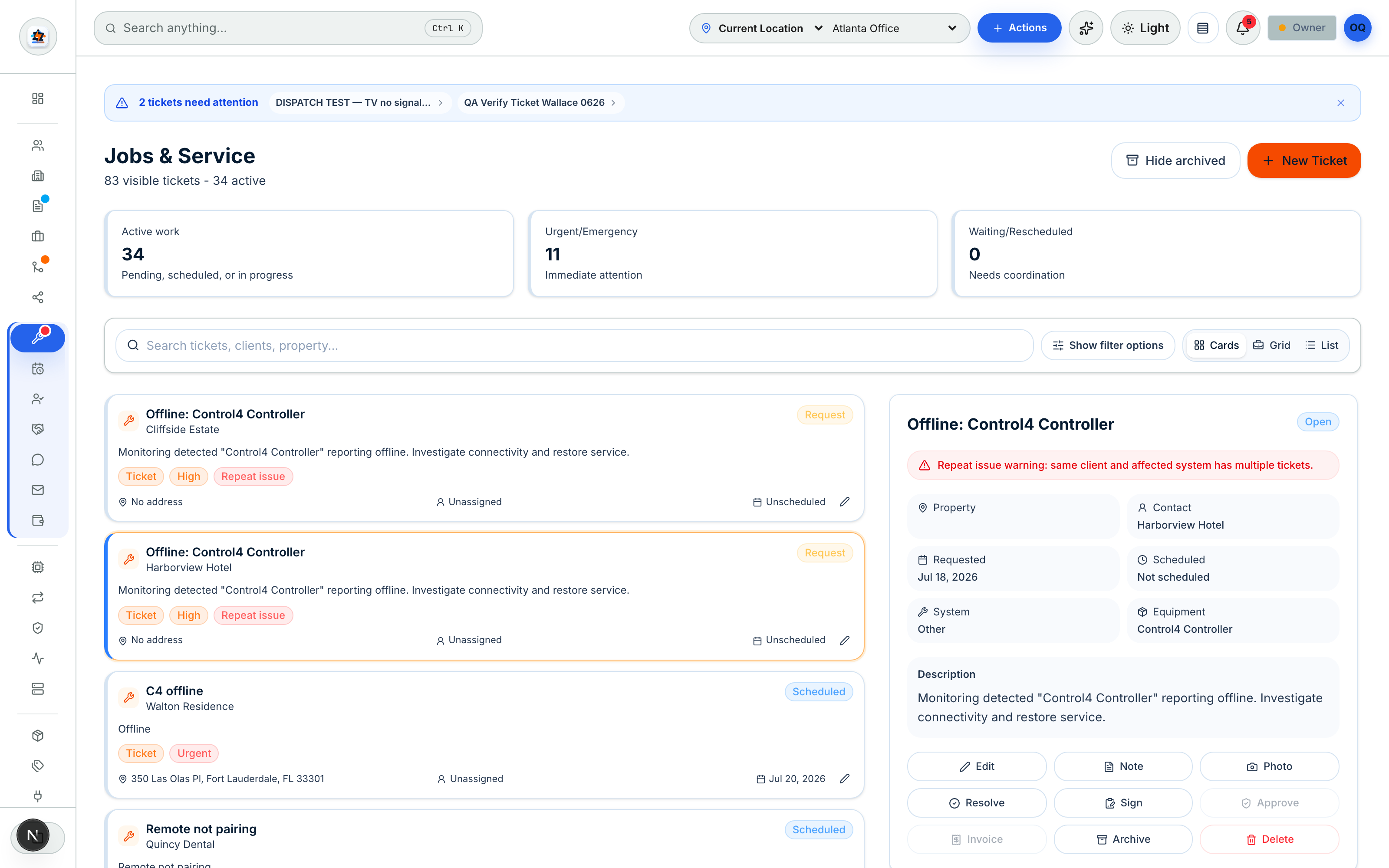 Jobs & Service — SmartBuildOS screenshot