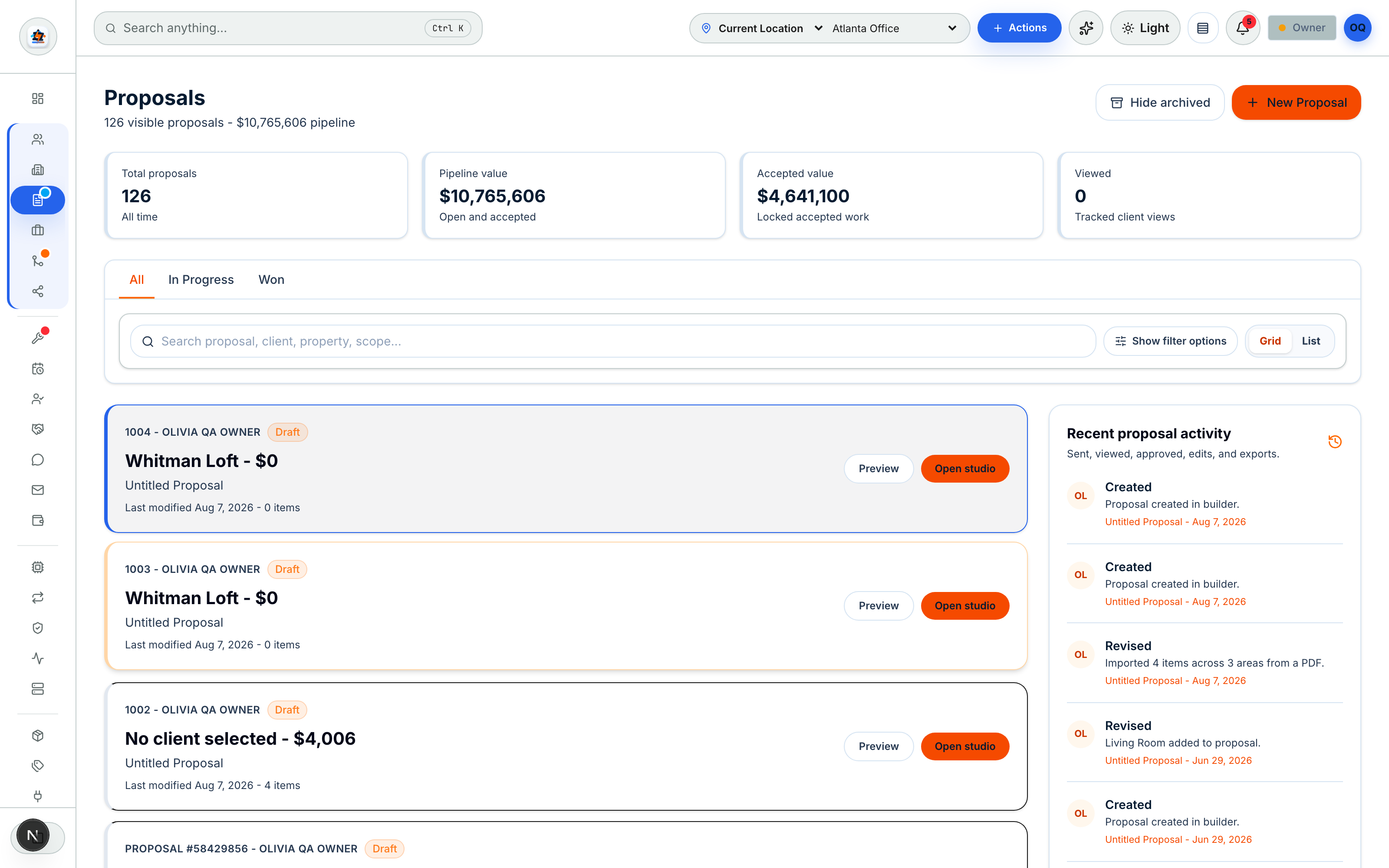 Proposals — SmartBuildOS screenshot