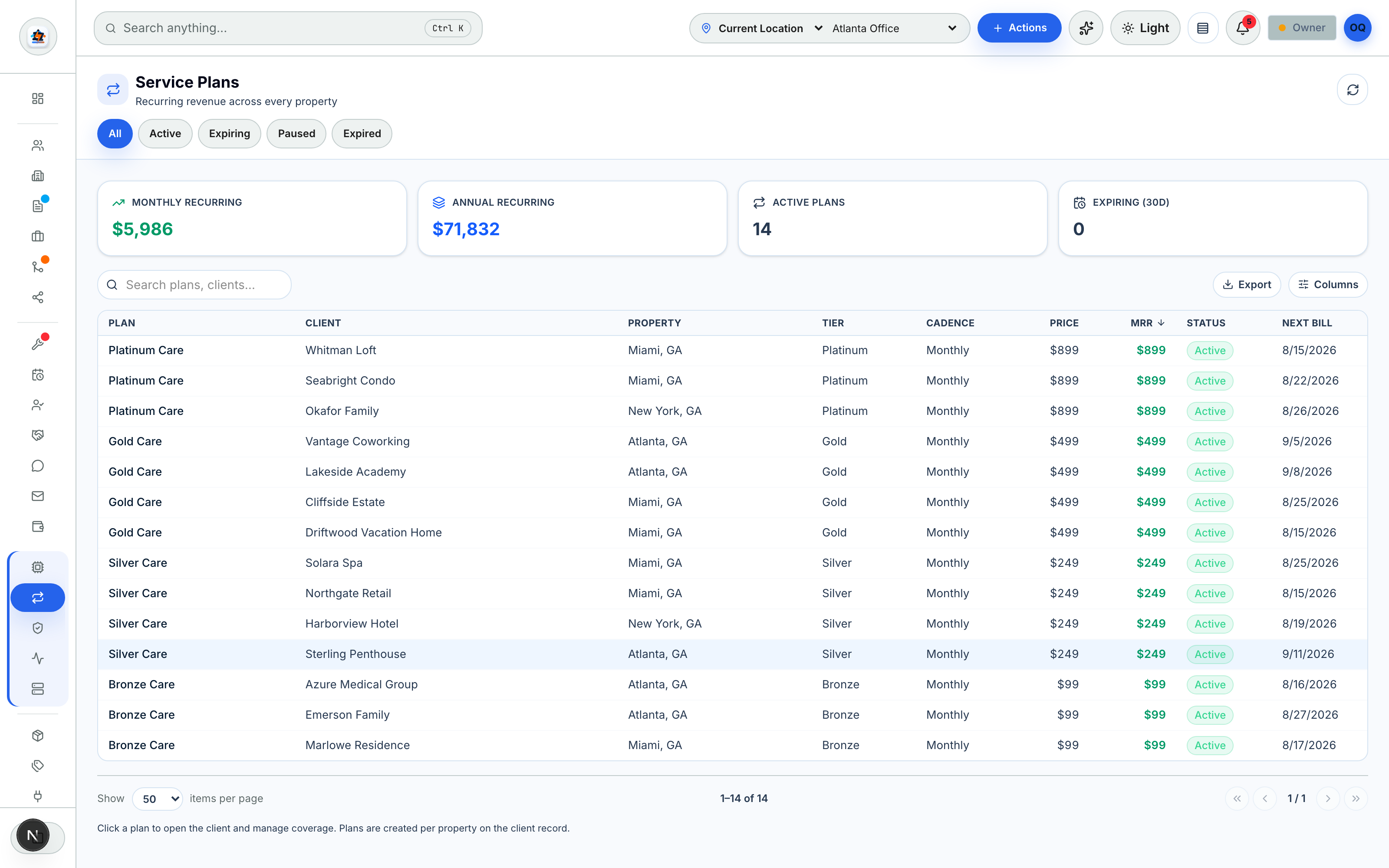 Service Plans — SmartBuildOS screenshot