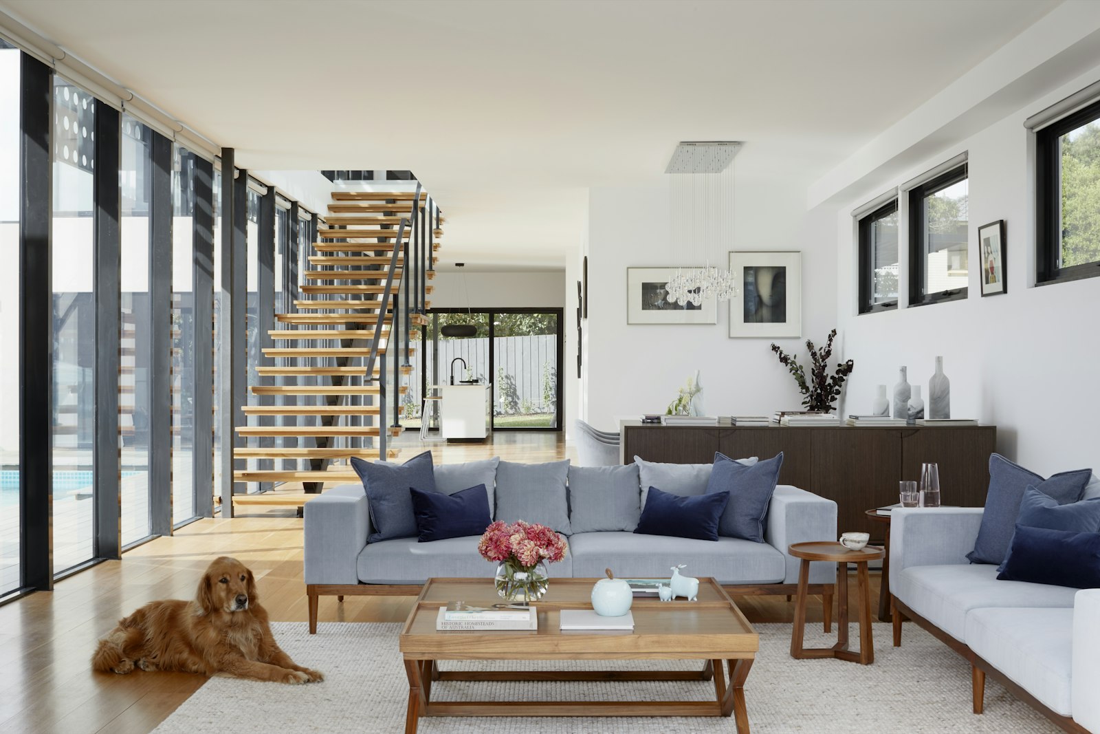 Warm modern living room interior