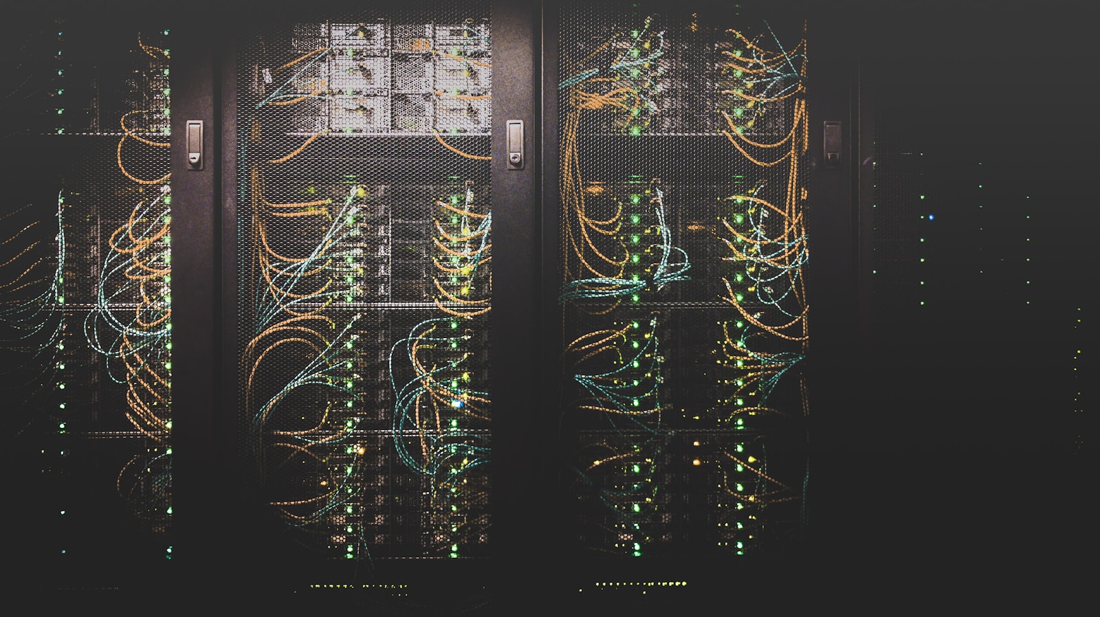 Equipment racks in a machine room